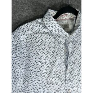 Ted Baker London Shirt Mens 6 Short Sleeve  Up White‎ Blue Casual Cotton Preppy